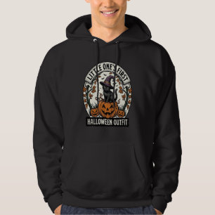 First Halloween Outfit Vintage Black Cat Pumpkin_1 Hoodie