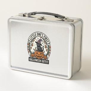 First Halloween Outfit Vintage Black Cat Pumpkin_1 Metal Lunch Box