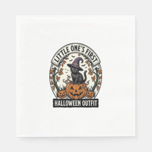 First Halloween Outfit Vintage Black Cat Pumpkin_1 Napkin
