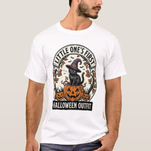 First Halloween Outfit Vintage Black Cat Pumpkin_1 T-Shirt