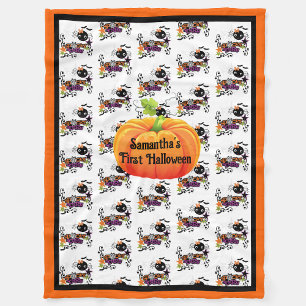 First Halloween Personalise Name Cute Baby Fleece  Blanket