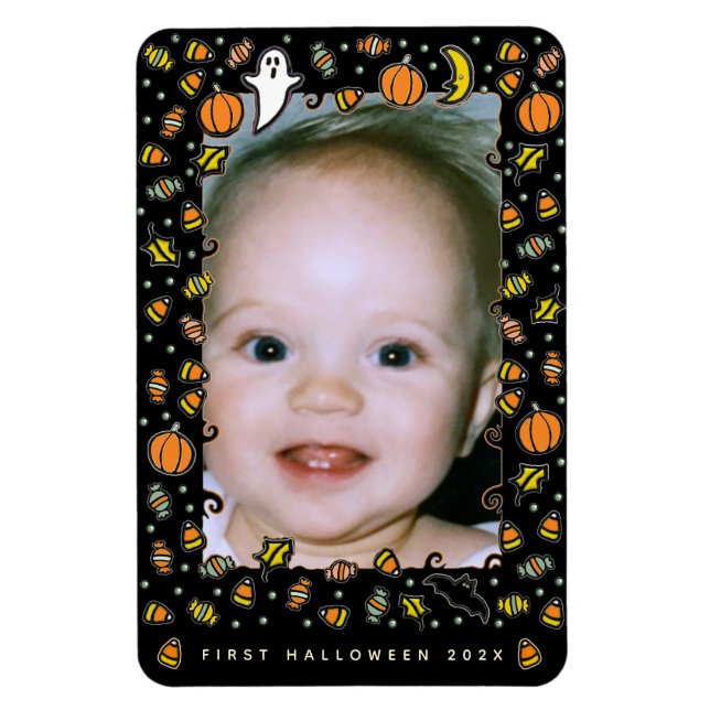 First Halloween Photo Frame Magnet (Vertical)