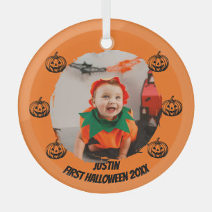 First Halloween Photo Glass Tree Decoration