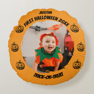 First Halloween Photo Round Cushion