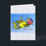 First Hanukkah funny cute fish with dreidel CARD<br><div class="desc">HAPPY 1ST HANUKKAH is a funny cute and fun colourful Greeting Card. Sparky yellow fish is holding a dreidel and wearing a candle like crown :) It's a perfect card for a Perfect Hanukkah. This gorgeous card has matching range of gifts such as postage, Fridge magnets, Tea/Coffee mugs, Stickers T-shirts...</div>
