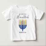 First Hanukkah with candles Baby T-Shirt<br><div class="desc">Celebrate your baby's first Hanukkah with this cute t-shirt!</div>