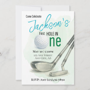 First Hole in One Golf 1st Birthday Invitation