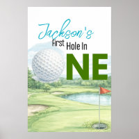 First Hole in One Golf Birthday Poster