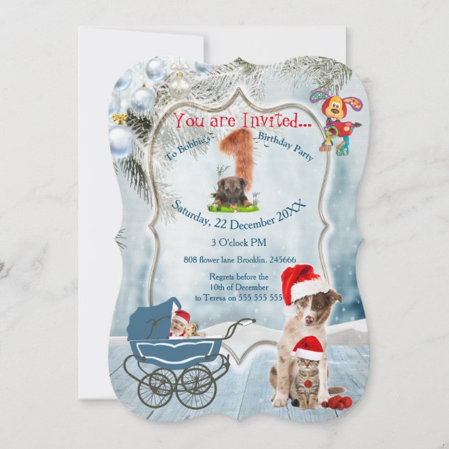 First Holiday Birthday Party Invitation (Front)