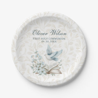 First Holly Communion Book and Dove Paper Plate