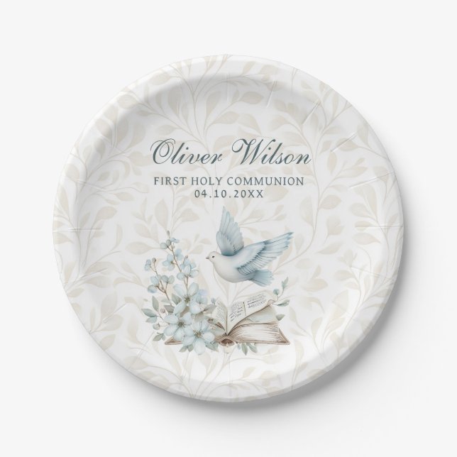 First Holly Communion Book and Dove Paper Plate (Front)