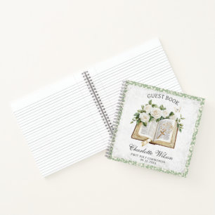 First Holly Communion Floral Guest Book