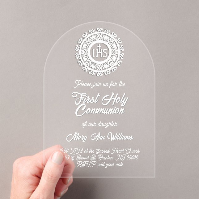 First Holy Communion Acrylic Invitations (Insitu (Handheld))