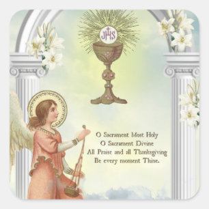 First Holy Communion Angel Eucharist Square Sticker