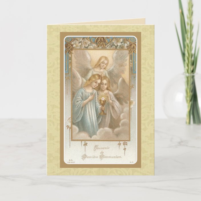 First Holy Communion Angels Eucharist Host Vintage Card | Zazzle.co.uk