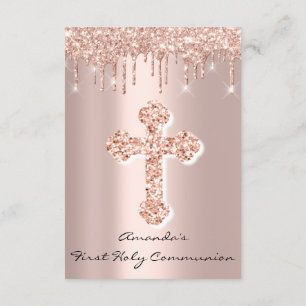 First Holy Communion Babtism Rose Christian Cross Invitation