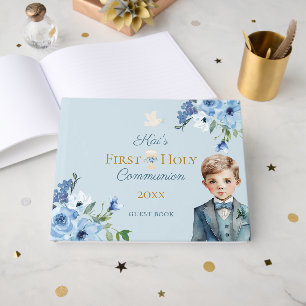 First Holy Communion Baby Dusty Blue For Boys Guest Book