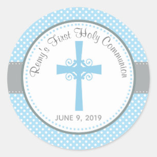 First Holy Communion / Baptism Sticker (Blue Grey)