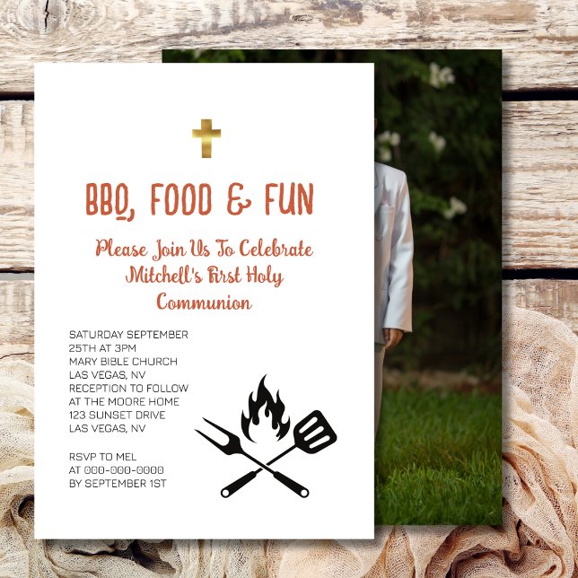 First Holy Communion BBQ Food Fun photo Invitation (Creator Uploaded)
