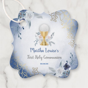 First Holy Communion blue flowers Favour Tags