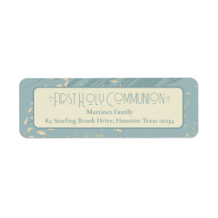 First Holy Communion Blue Gold Return Address