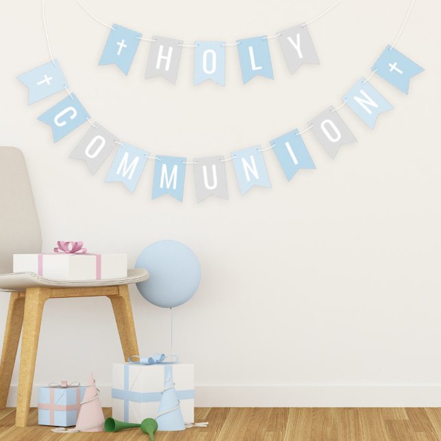 First Holy Communion Blue Grey Boy Celebration Bunting (Creator Uploaded)