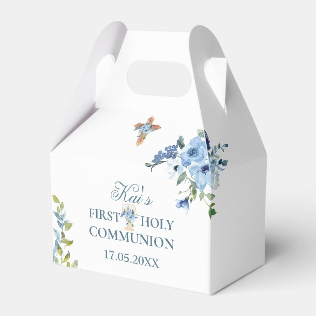 First Holy Communion Boho Garland Favor Box Boy (Front Side)