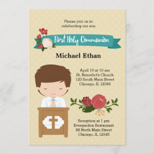 First Holy Communion boy * choose background colou Invitation