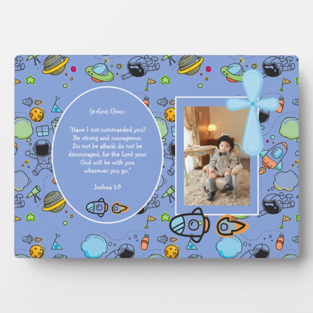 First Holy Communion BOYS PHOTO Gift Bible Verse Plaque (Front)