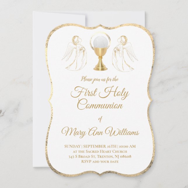 First Holy Communion catholic angels Invitation (Front)