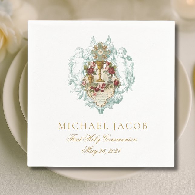 First Holy Communion Catholic Chalice Host Angels Napkin (Creator Uploaded)