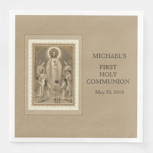 First Holy Communion Catholic Child Jesus Host Napkin (Front)