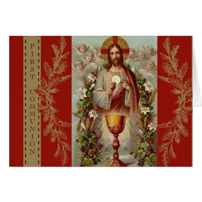 First Holy Communion Catholic Jesus Invitation (Front Horizontal)