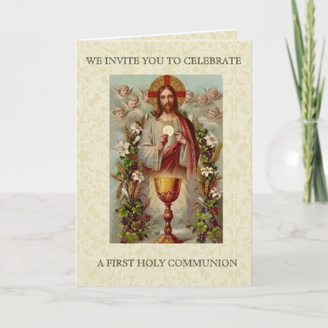 First Holy Communion Catholic Jesus Invitation (Front)