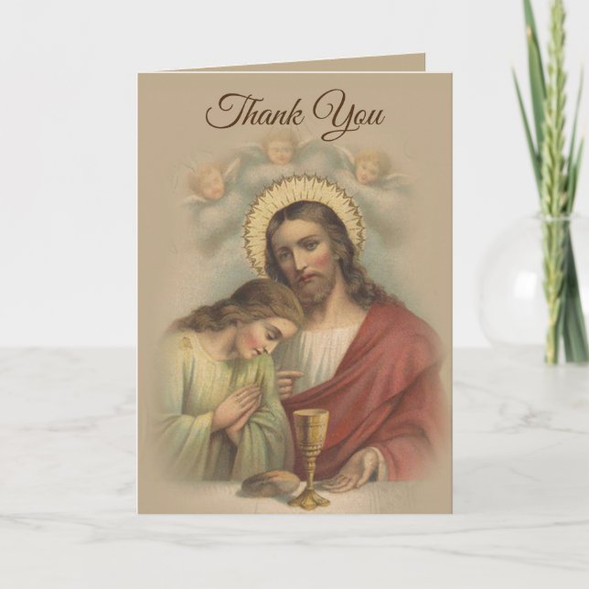 First Holy Communion Catholic Thank You Card (Front)