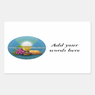 First Holy Communion Chalice and Host Rectangular Sticker