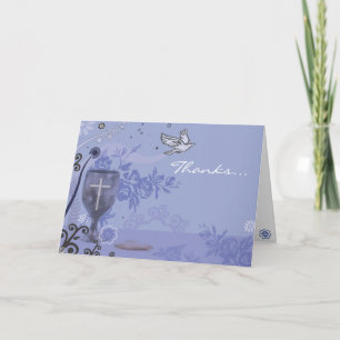 First Holy Communion Chalice Dove Thank You Card