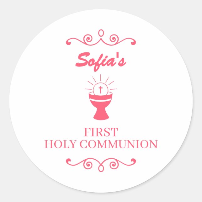 First Holy Communion Chalice Sticker For Girls (Front)