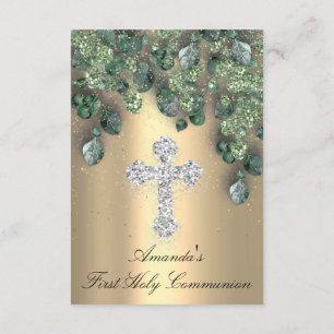 First Holy Communion  Christian Event Cross Gold Invitation