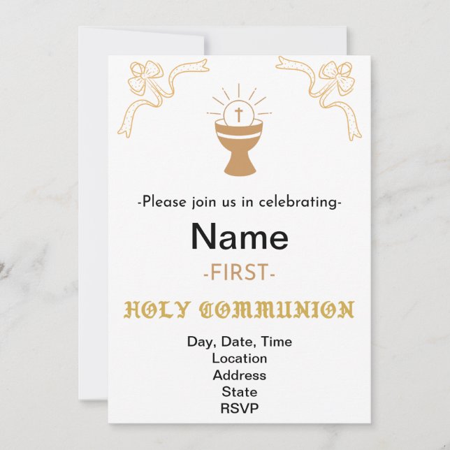 FIRST HOLY COMMUNION CLASSIC  INVITATION (Front)