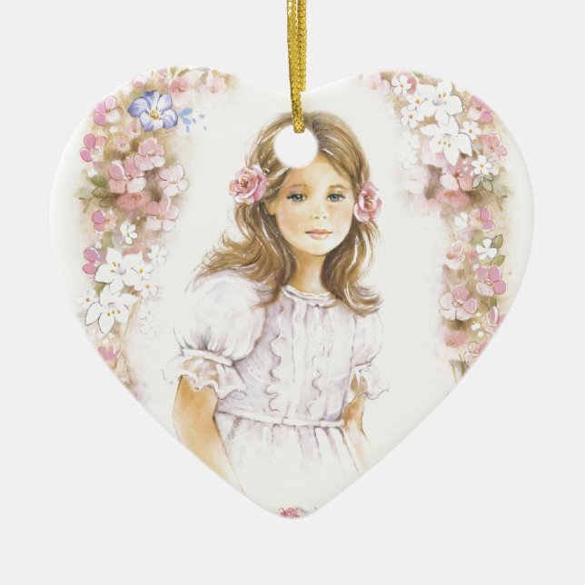 First Holy Communion, confirmation  girl Ceramic Tree Decoration (Front)