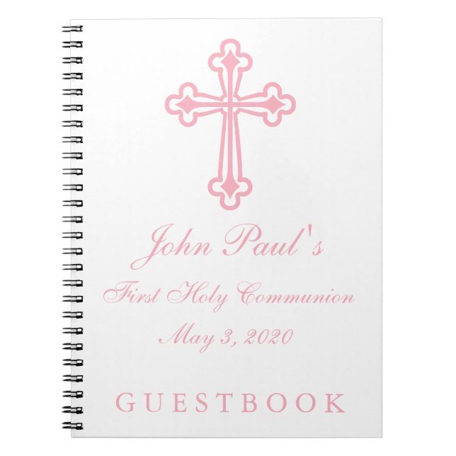 First Holy Communion Cross Custom Guest Book (Front)