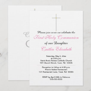 First Holy Communion Cross Daughter Invitation