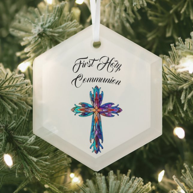First Holy Communion Cross Glass Tree Decoration (Insitu)