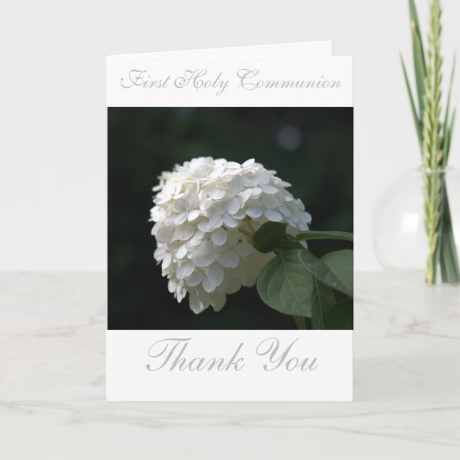 First Holy Communion Cross Insert Insert Photo Thank You Card (Front)