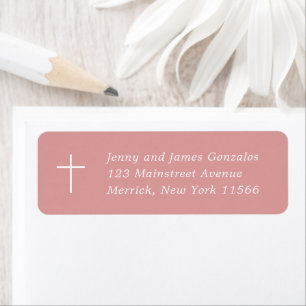 First Holy Communion Cross Pink Return Address