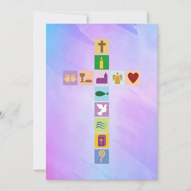First Holy Communion Cross Symbols - Invitation (Front)