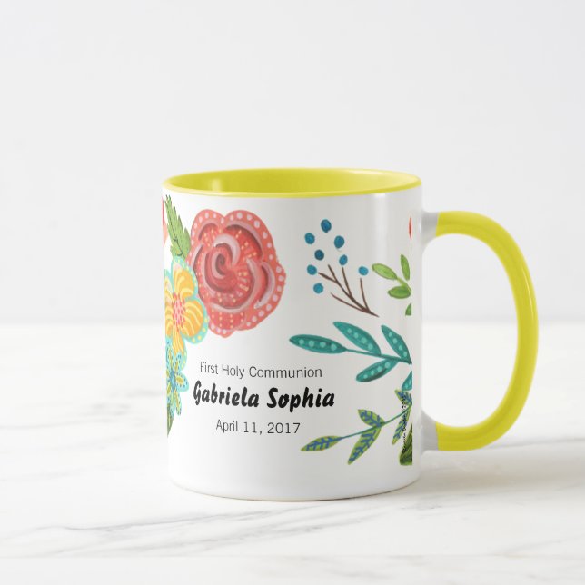 First Holy Communion Custom Name Floral | Mug (Right)
