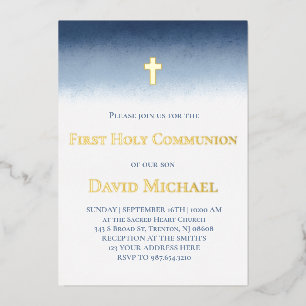 First Holy Communion dark blue watercolor