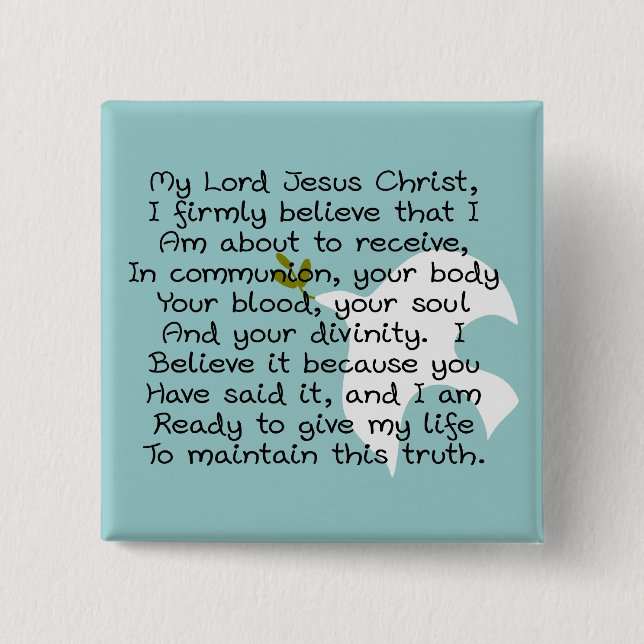 First Holy Communion Day Gifts 15 Cm Square Badge (Front)